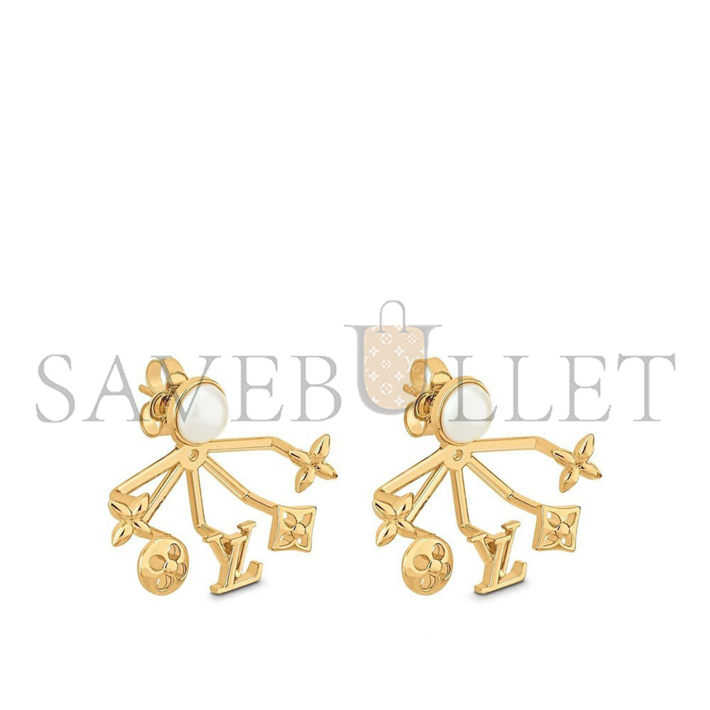 LOUIS VUITTON METAL CRUISER EARRINGS GOLD M00601